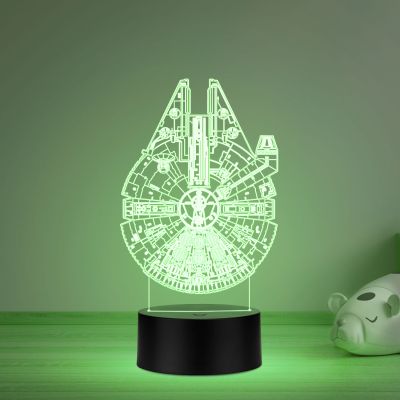 3D Illusion Star Wars Millennlum Falcon Led Night Lamp with Multicolored Gift For kids